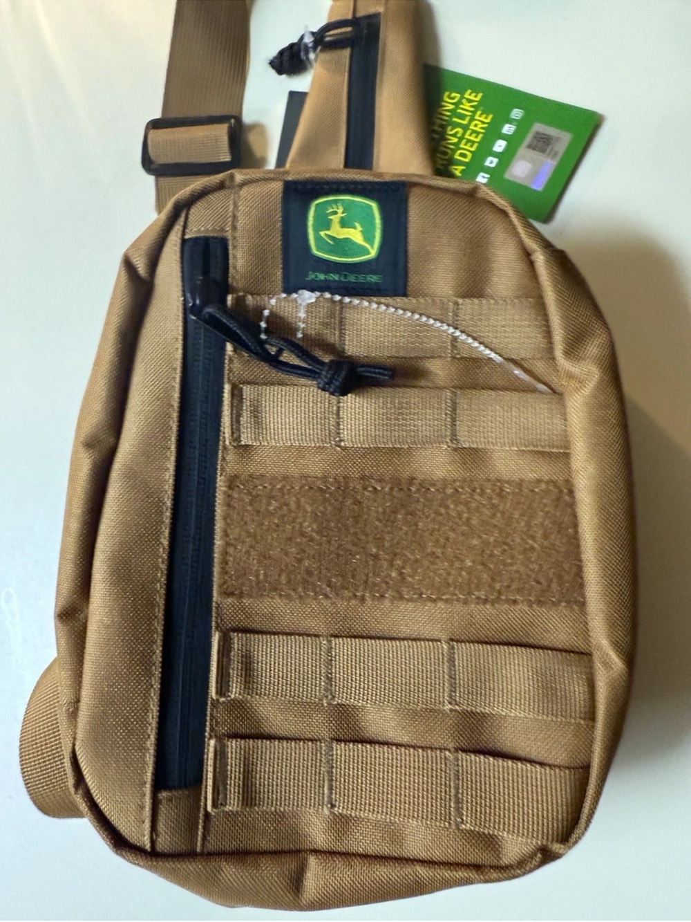 John Deere Brown Tactical Sling Pack with Black Accents